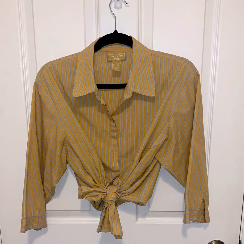 Blue and Yellow Pinstripe Button Down